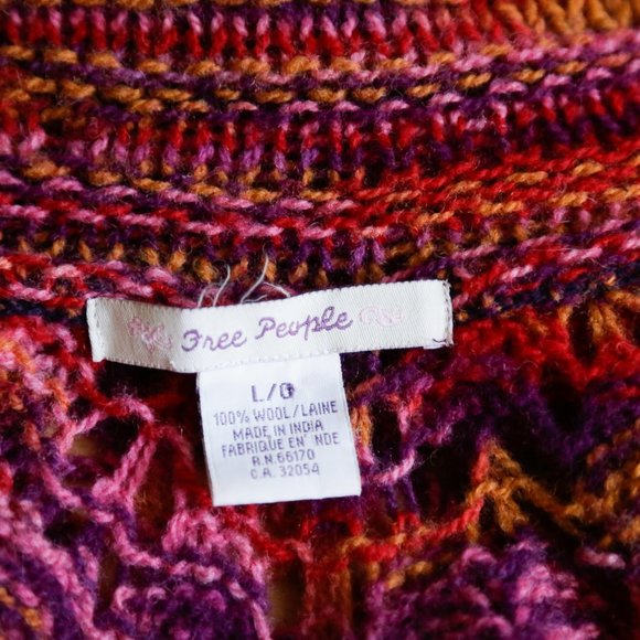 Free People Colourful Crochet Open Knit Boho Cardi - Picture 11 of 11